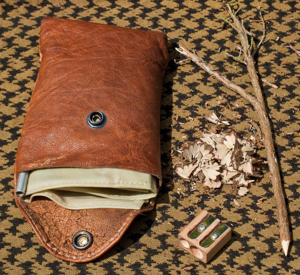 My tinder pouch, blowpipe and pencil sharpener -   Gary Waidson - Ravenlore Bushcraft and Wilderness skills.