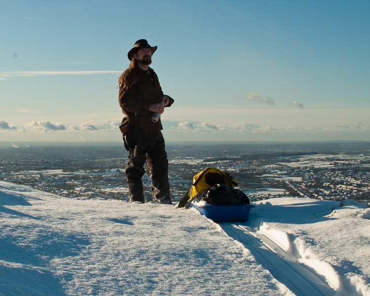Taking a break during pulk training