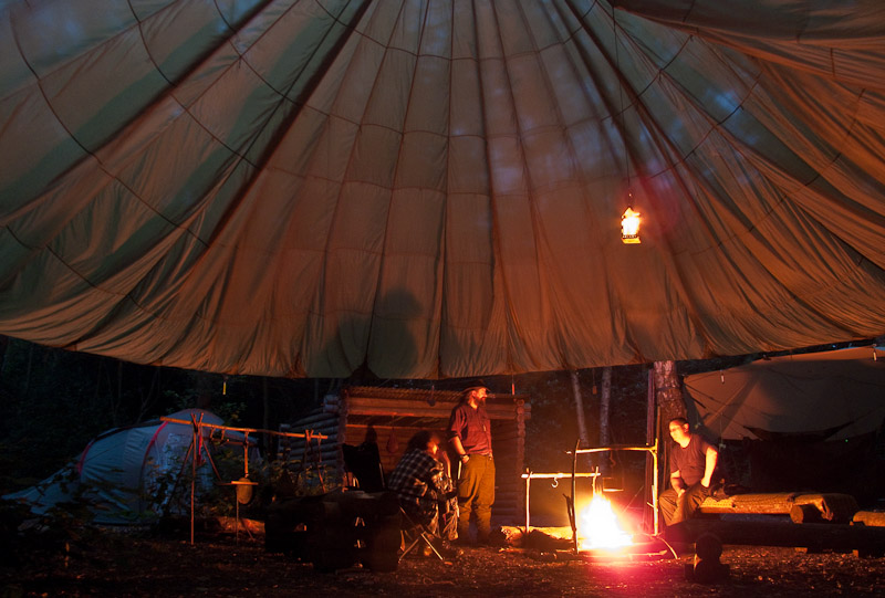 Parachute canopy shelterat night -  2017 - Gary Waidson - Ravenlore